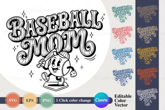 Baseball Mom Retro SVG PNG Bundle File
