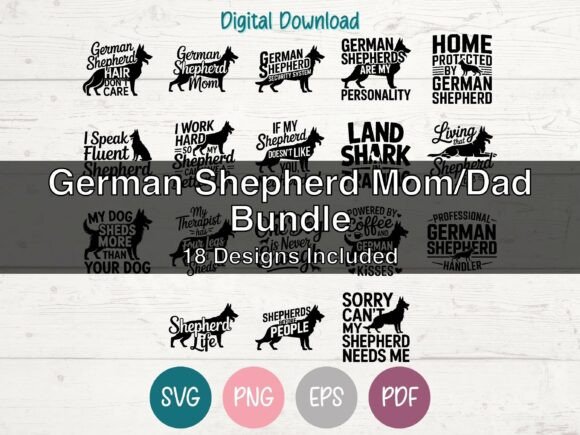 German Shepherd Mom Dad SVG Bundle of 18