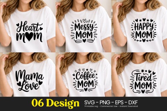 Heart Messy Happy Mom Quotes SVG PNG